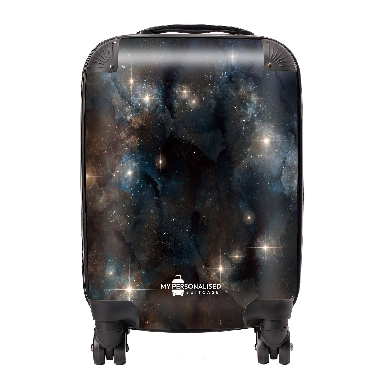Personalised Awash with Stars Brown and Blue Suitcase
