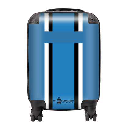 Personalised Blue Striped Suitcase