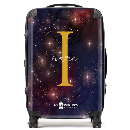 Personalised Awash with Stars Blue and Red Suitcase