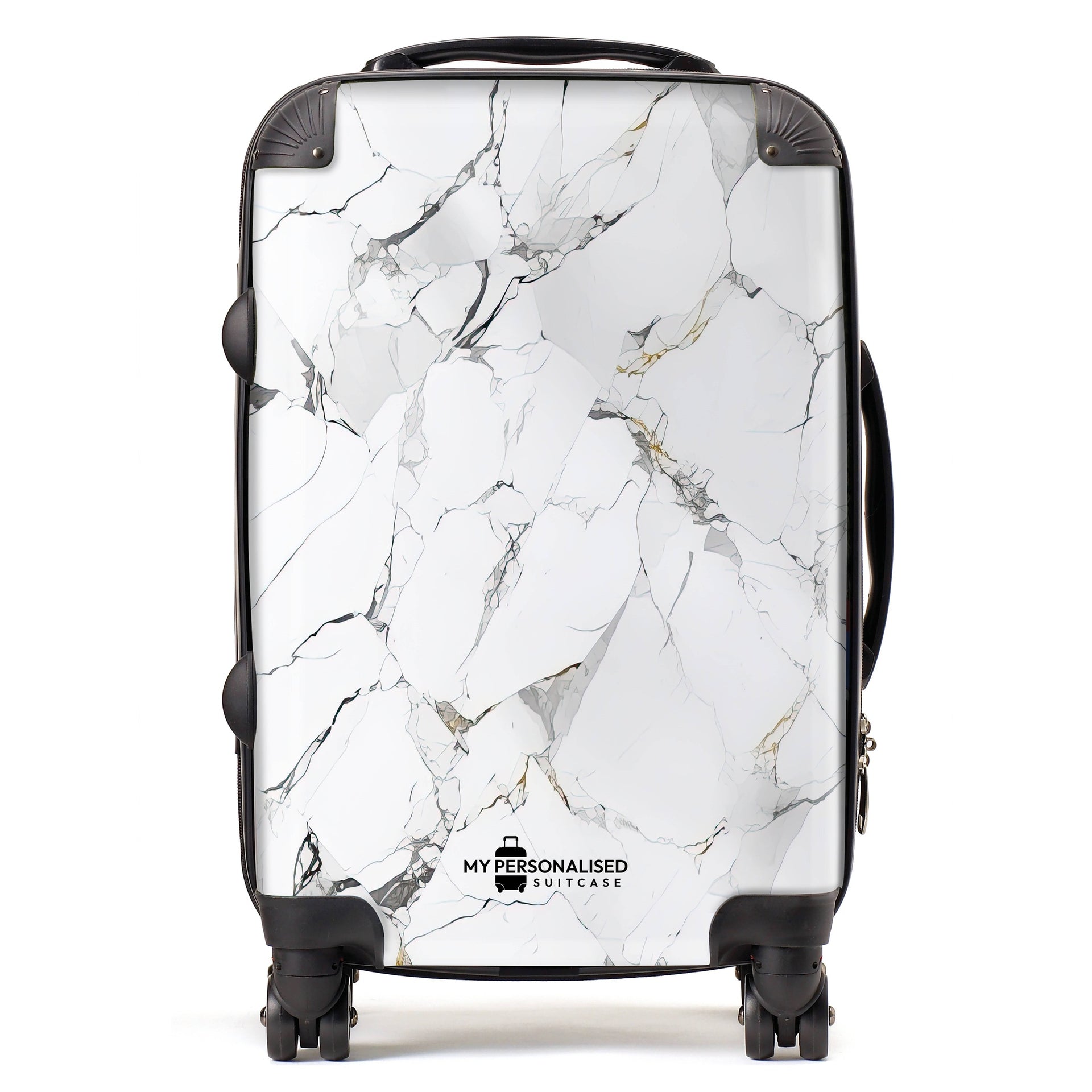 Personalised White Gold/Grey Marble Suitcase Kids/Mini Cabin 